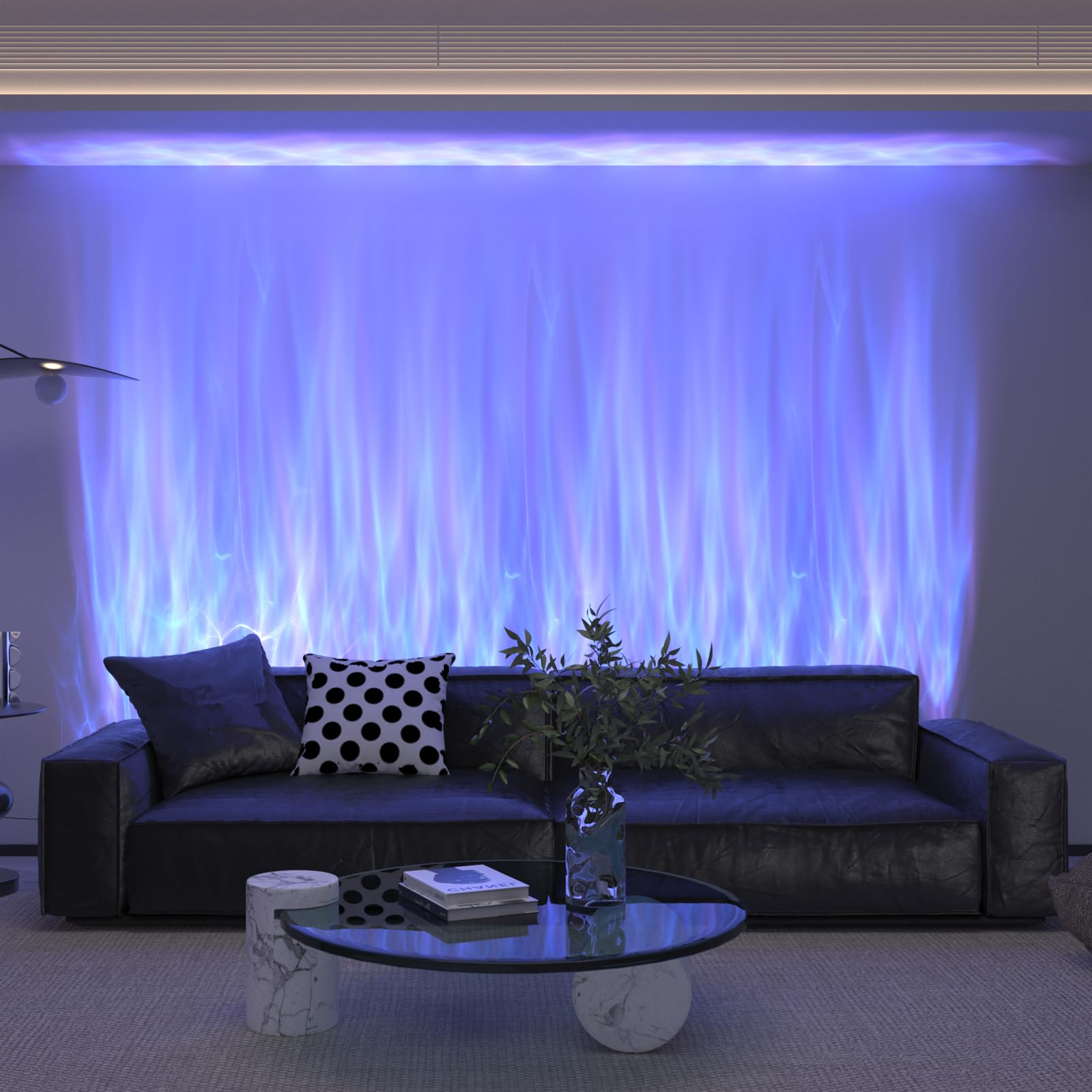 Photo 1 of TACAHE RGBW Dynamic Wave Wall Light - Flowing Water, Aurora Visual - Color Changing Wall Washer Lamp with Remote & APP - Ambient Light for Living Room, Gaming Set - 39.3" - 12W - 1 Pack