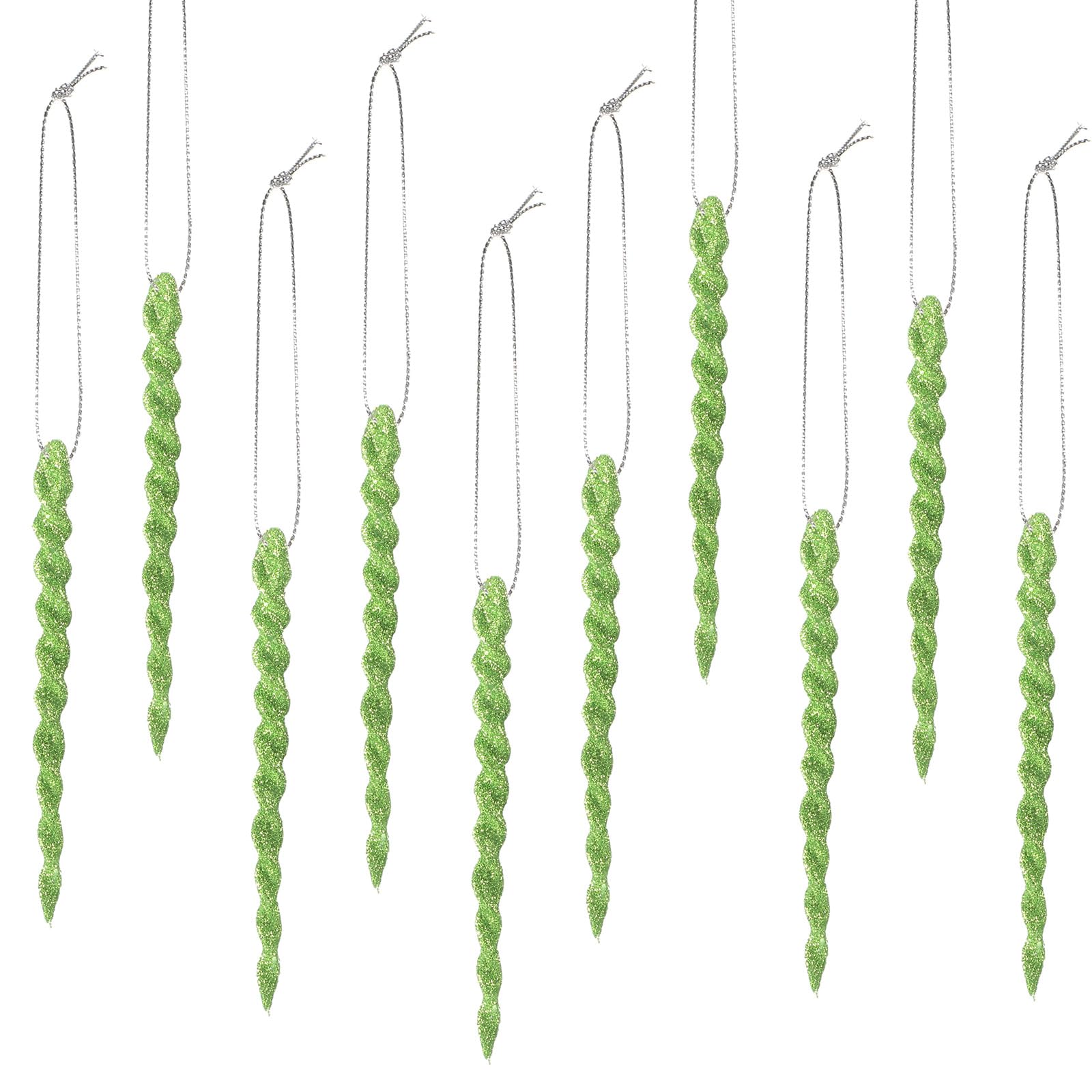 30 Pieces Plastic Icicle Twisted Plastic Icicle Christmas Ornaments Icicle Decoration Christmas Tree and Holiday Xmas Party Wedding Hanging (Light Green,5.12 Inch)