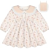 MHJY Baby Toddler Girl Dress Long Sleeve Fall Playwear Dress with Bag Floral Princess Dress