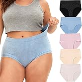 WhilyeePam Womens Underwear Plus Size Panties XL-5XL Mid High Waist Ladies Briefs Point Print Undies for Woman