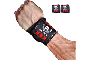 Mava Sports Double-Stitched Support Weightlifting Wrist Wraps for Painless Workouts, Heavy Lifting and Kettlebell, Unisex