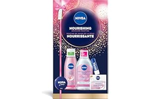 NIVEA Nourishing Skincare Routine, Holiday Gift Set for Dry and Sensitive Skin, Includes Micellar Water, All-Purpose Cream, D