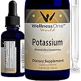 WellnessOne Ionic Potassium Supplement - Potassium Chloride Drops for Fast Absorption - Boost Immune System & Muscle Function - USA Tested, Vegan, Non-GMO, Gluten Free, Unflavored, 1.67 fl oz