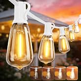 White Outdoor String Lights Waterproof 100FT Patio Lights for Wedding Yard | 100FT Connectable White Outside Lighting,52 Plastic Dimmable Edison Bulb for Backyard Bistro Porch Garden Gazebo Balcony Deck