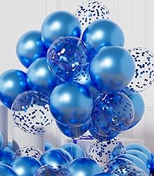 AULE Party Balloons Pack of 42 - Metallic Blue