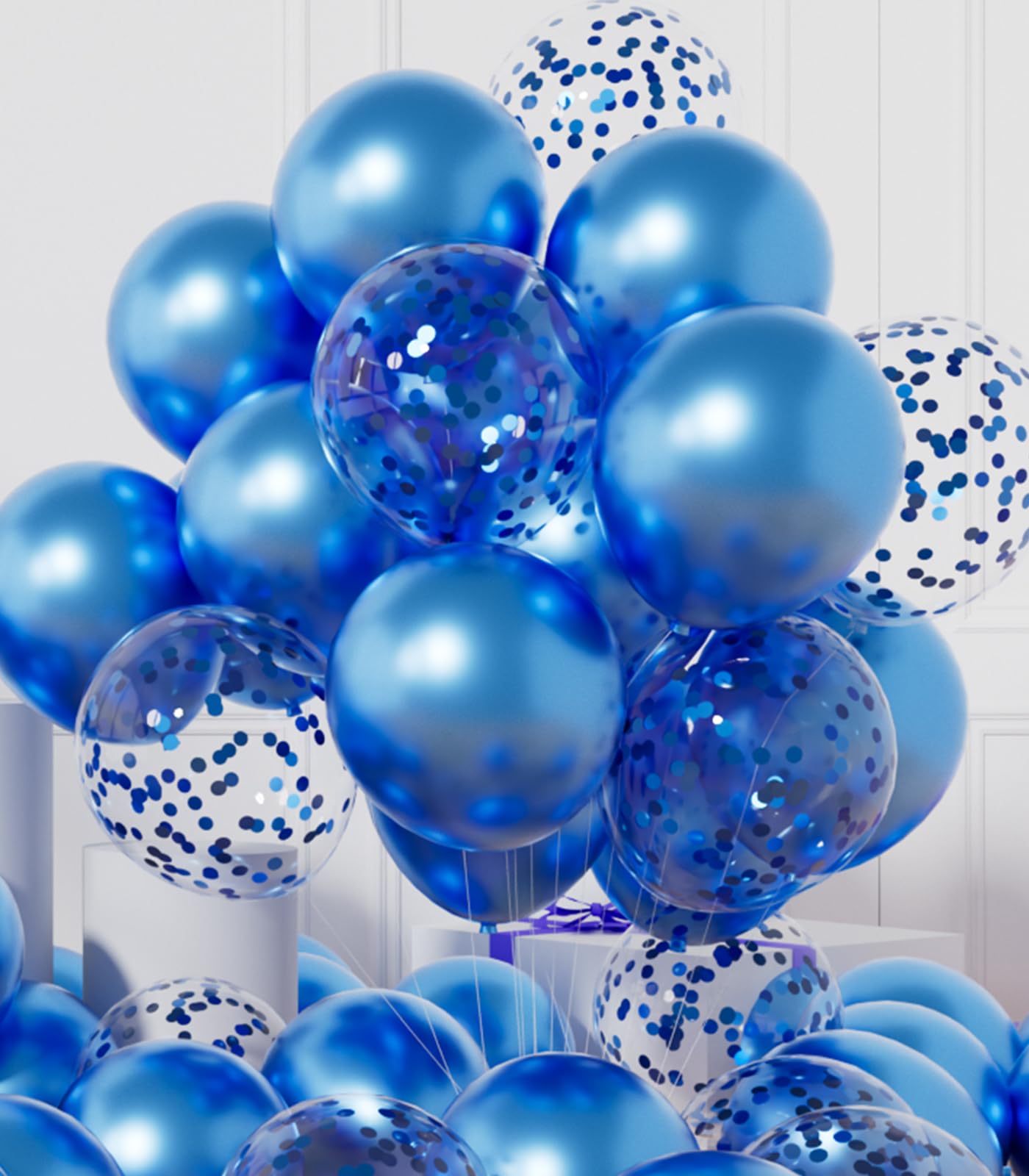 AULE Party Balloons Pack of 42 - Metallic Blue