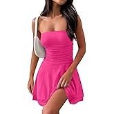 MEROKEETY Women's 2026 Summer Strapless Tube Dress Sexy Off Shoulder Ruffle Tiered Flowy Mini Dresses