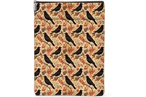 JEALANCE Retro Fall Book Lovers Gifts Waterproof Autumn Leaves Crow Book Sleeve Halloween Book Pouch Book Protector with Zipper and Front Pocket Book Cover for Women Librarian Book Accessories Book Club Gifts