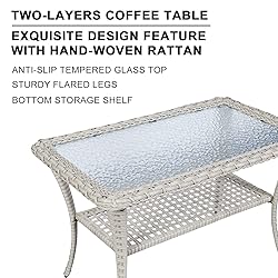 HUMMUH 4-Piece Patio Furniture Wicker Outdoor
