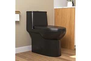 DEER VALLEY DV-1F52677 DeerValley Ursa Modern Toilet Elongated One-Piece Toilet with High Efficient Flush and Fully Glazed Design(Seat Included) (12"Rough In with Black Toilet)