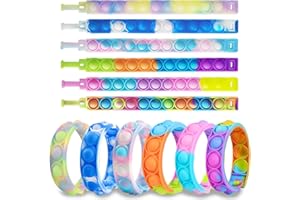 IERKEIE 12 Pcs Pop Bracelet Bubble Fidget Sensory Toys for Party Favors, Pop Keychain Bulk for Classroom Prizes, Easter Egg Basket Stuffers Christmas Valentine Gifts for Kids Students