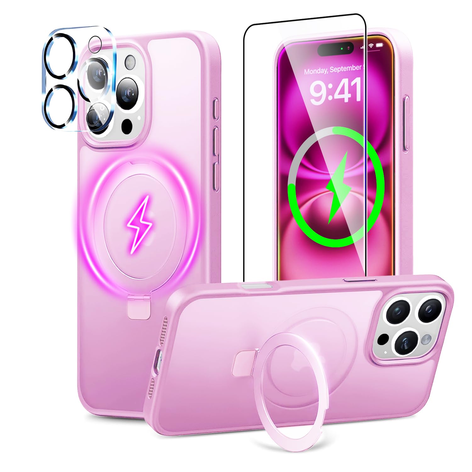 ZOZDOKG for iPhone 16 Pro Max Case, Translucent Matte Shockproof Case for iPhone 16 ProMax, Light Pink