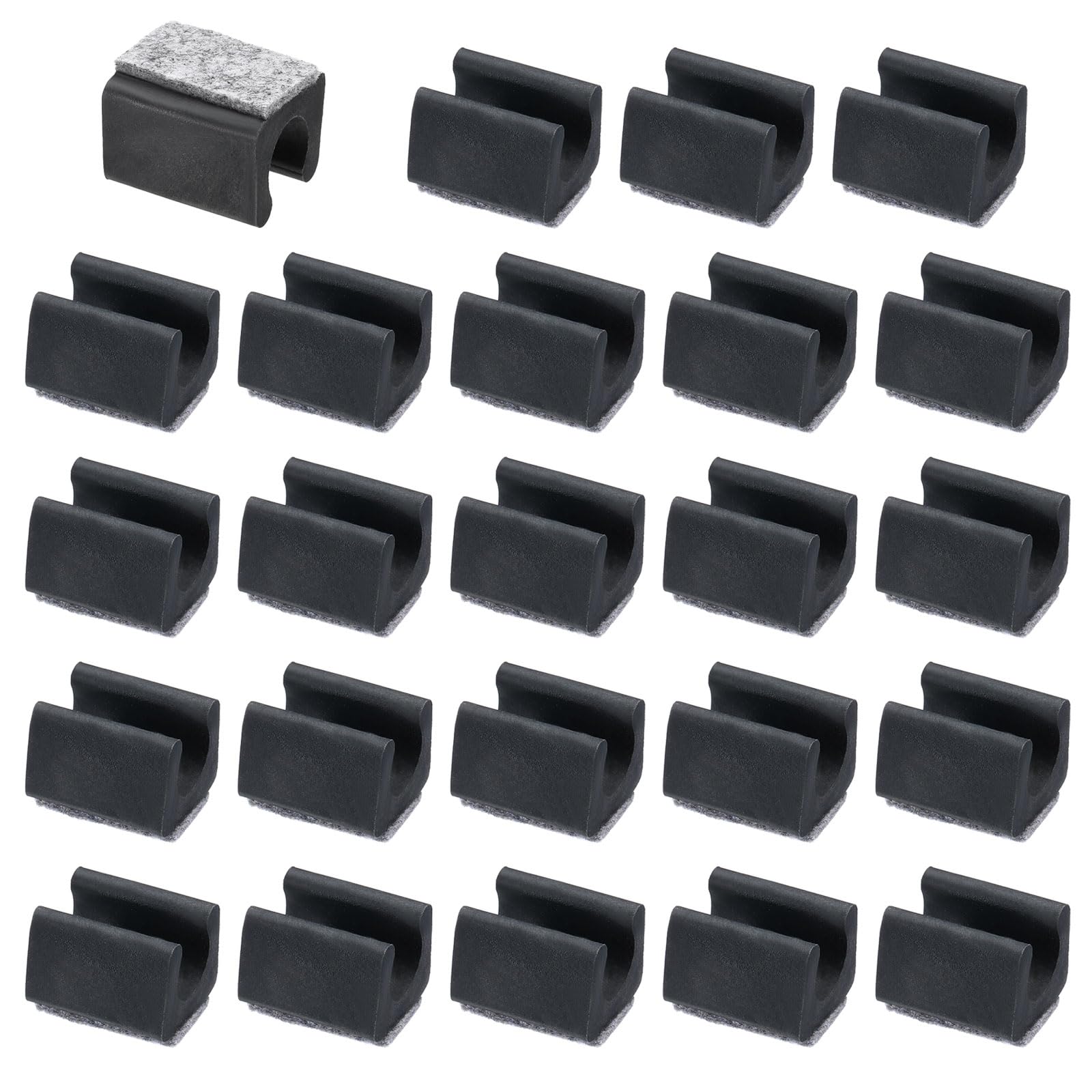 PATIKIL 14mm Rectangle Chair Leg Cover with Felt Pad, 24Pcs Slide Smoothly No Scratches No Noise Furniture Feet Hardwood Protectors Tips Floor Glides Tubing Caps for Office, Black Grey