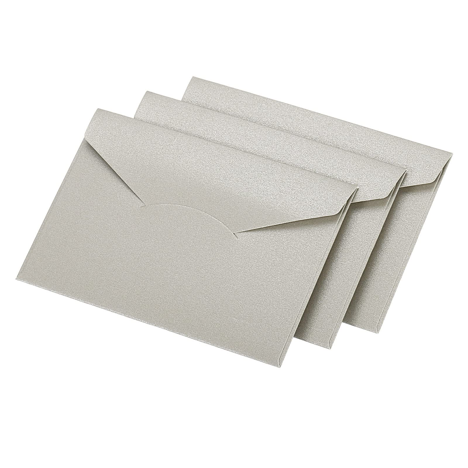 YOKIVE 50 Pack V Flap Invitation Envelopes, Gift Card Envelope | Assorted Color Mailing Envelope, Great for Business Weddings(Silver)
