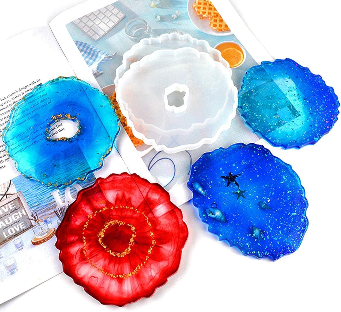 6 Stucke Silikon Untersetzer Mit 2 Farben Goldfolienflocken Fur Diy Achat Scheibe Untersetzer Machen Tasse Matten