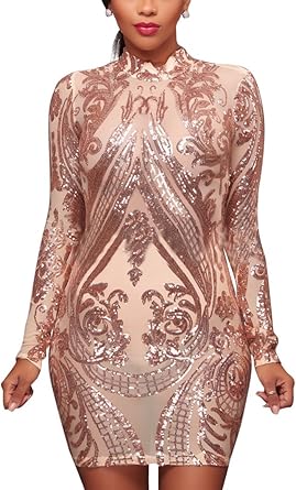midi long sleeve sequin dress