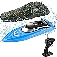 RC Boat Remote Control Boats with Crocodile Top for Pools and Lakes, Wemfg RH701 15km/h High Speed Mini Boat Toys for Kids Adults Boys Girls Blue