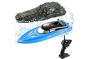 Wemfg RC Boat Remote Control Boats with Crocodile Top for Pools and Lakes, RH701 15km/h High Speed Mini Boat Toys for Kids Adults Boys Girls Blue