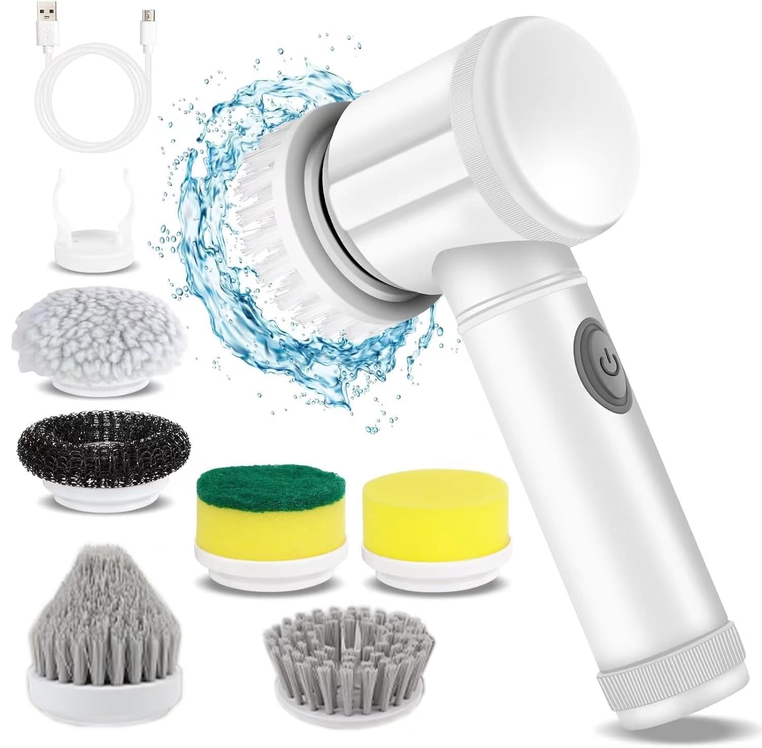 Photo 1 of HFLYJPYW Electric Spin Scrubber - Shower Scrubber,Bathroom Scrubber Electric,for Cleaning Tub, Floor, Tile, Window, Sink, Kitchen Cleaning with 6 Electric Cleaning Brush Head (6)