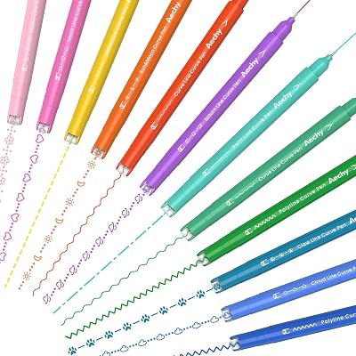 AECHY 12Pcs Dual Tip Markers Pens with Curve Highlighter 12 Colors