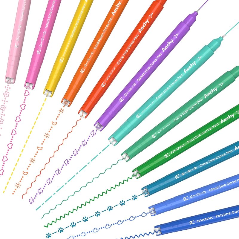 AECHY 12Pcs Dual Tip Markers Pens with Curve Highlighter 12 Colors