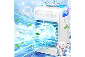 HYANEXVEXAL Portable Air Conditioners, Mini Air Conditioner Personal Evaporative Air Cooler with 4 Speeds 7 Colors, 600ML Portable Ac Unit Fan 2 Cool Mist Cooling Fan for Room Office Car