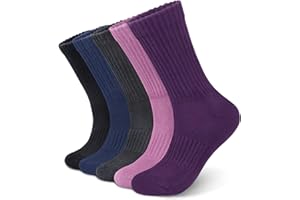 Justay 5 Pairs Merino Wool Socks for Women Winter Warm Thick Socks Cozy Knit Boot Crew Hiking Socks Gifts for Her