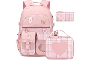 ACESAK Backpack for Girls - Bookbag Backpacks Schoolbag for Girls Kids Teen Women Casual Travel Daypacks - School Bag Elementary Middle School College Cute Backpack with Lunch Box (Pink)