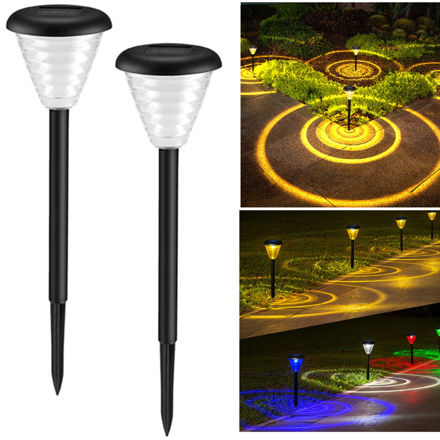 YUXUE 2 Pack Solar Outdoor Lights, Solar Powered Landscape Lights IP65 Waterproof Spotlights Smart Light Sensing for Garden Pathway Walkway Yard Landscape Patio