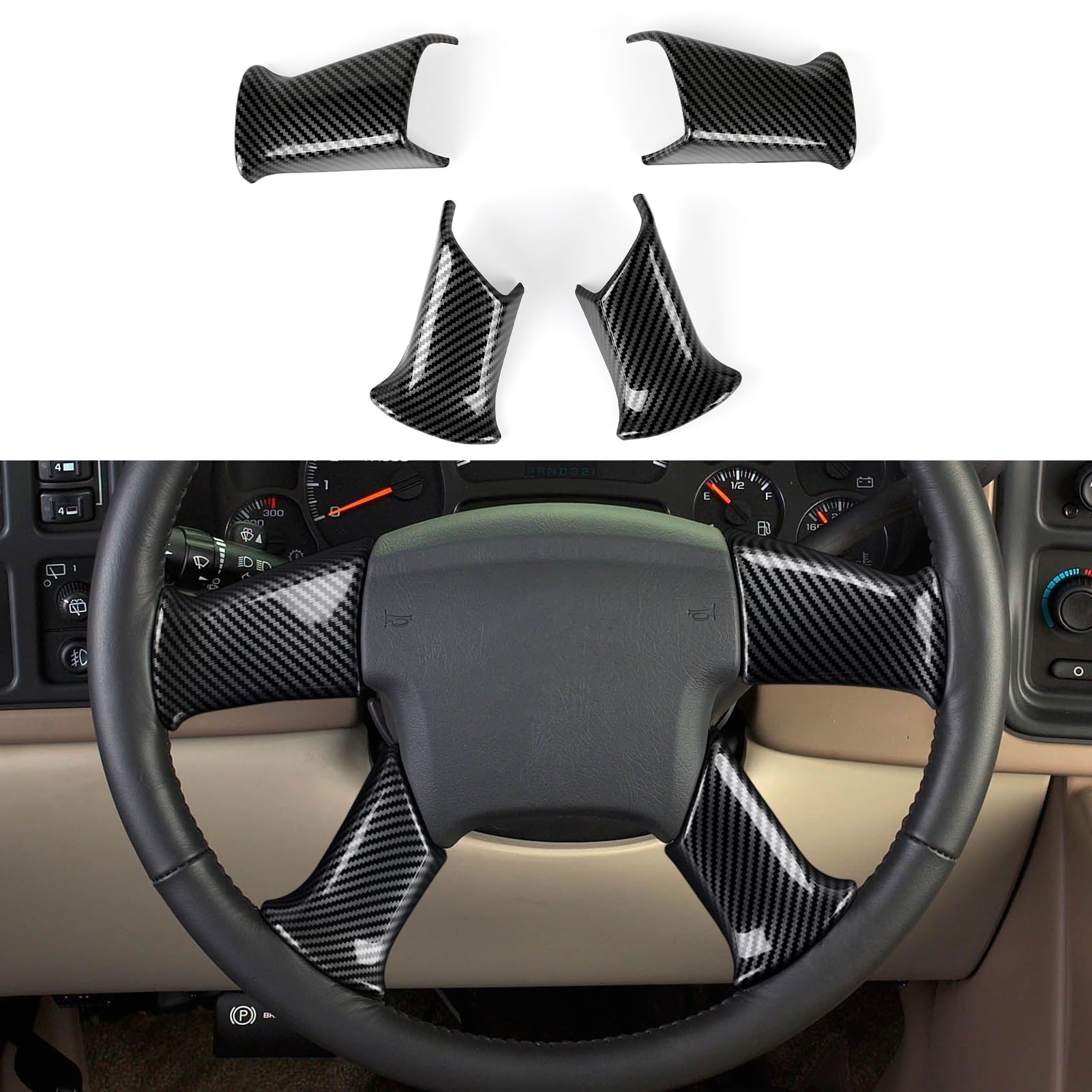 Photo 1 of 4PCS Car Trim Cover Carbon Style ABS Decal Sticker Compatible with Chevy Silverado Suburban Tahoe Avalanche Express GMC Sierra Yukon Savana 2003-2006 / Trailblazer 2002-2009 Accessories (Style B)