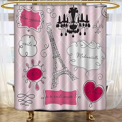 Teen Room Shower Curtains Fabric Doodle Frames In French Style