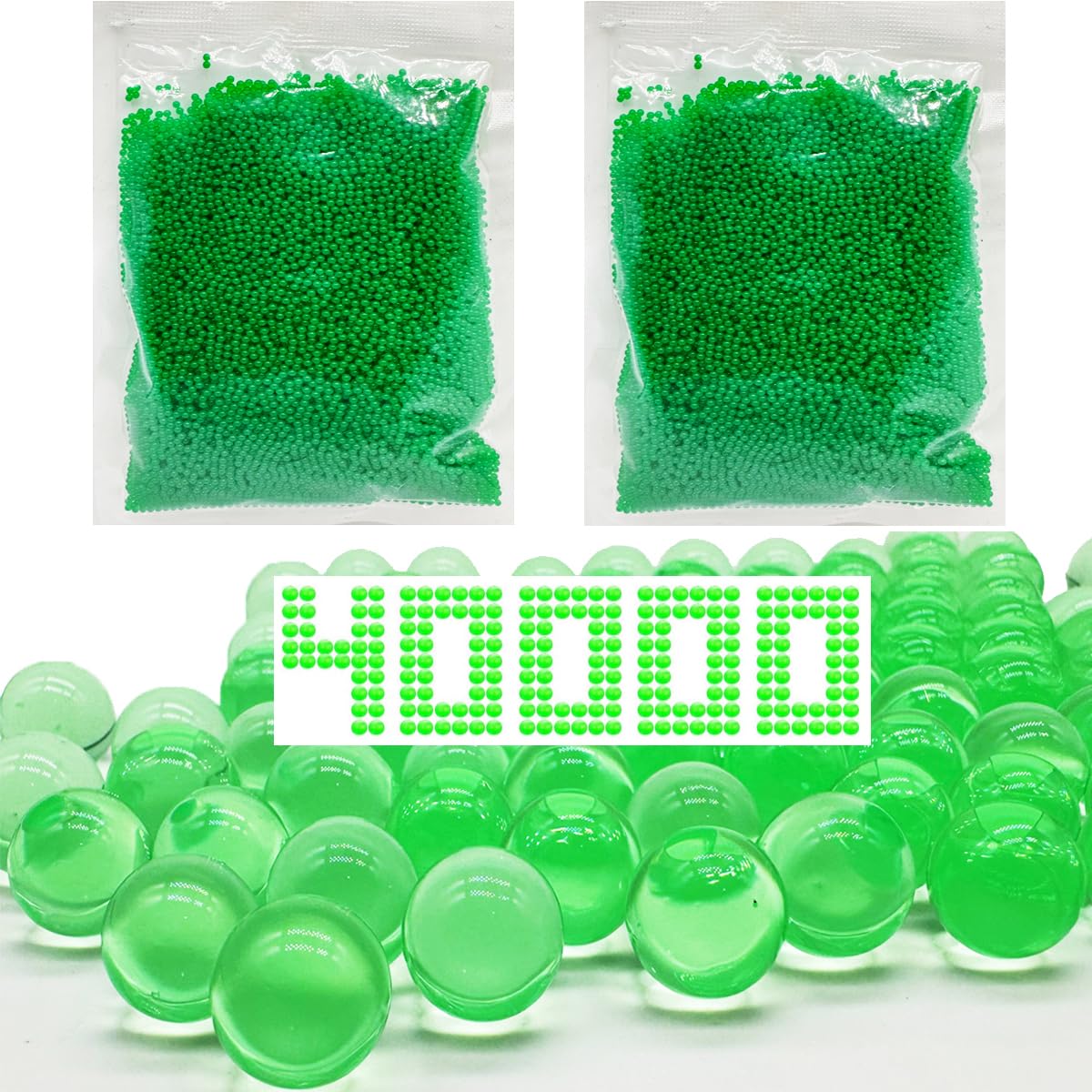 Gel Balls Blaster Ammo Splat r Ball Refill 7-8 mm,2 Packs,40,000 Pieces Orby Blasters Rounds Gel Splatter Blaster Refill, for Ages 14+ (Green)