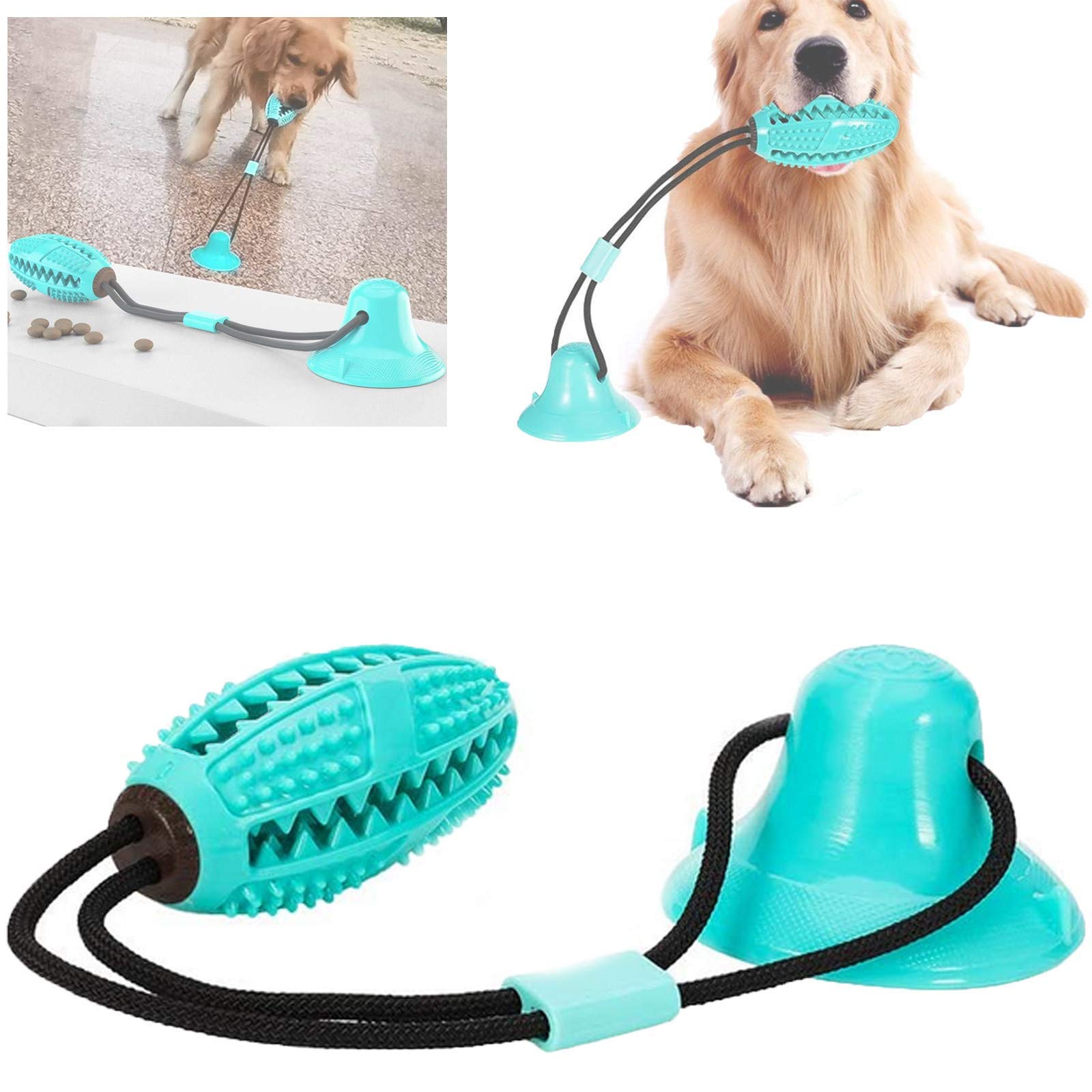 Vandove Suction Cup Dog Toy,Multifunctional Pet Molar Bite Toy,Pet Molar Chew Toy Dog Tug Rope Ball Toy,Interactive Puppy Molar Training Rope, for Tug of War Teeth Cleaning and Chewing (#1 Blue)