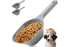 Aosnare 2 PACK Dog Food Scoop,1 Cup Capacity Pet Food Scoop With Measuring Lines For Dog, Puppy and Cat (Grey)
