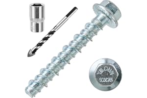 FMhotu 1/4 x 2 25pcs Concrete Screws, Nickel Plated Concrete Screw Drill Bit Set for Anchoring Masonry, Brick or Concrete Block (25pcs)