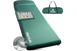 Hikenture Self Inflating Sleeping Pad for Camping, 3'' Ultra Thick Camping Mattress with Pillow, 9.5 R-Value Insulated Campin