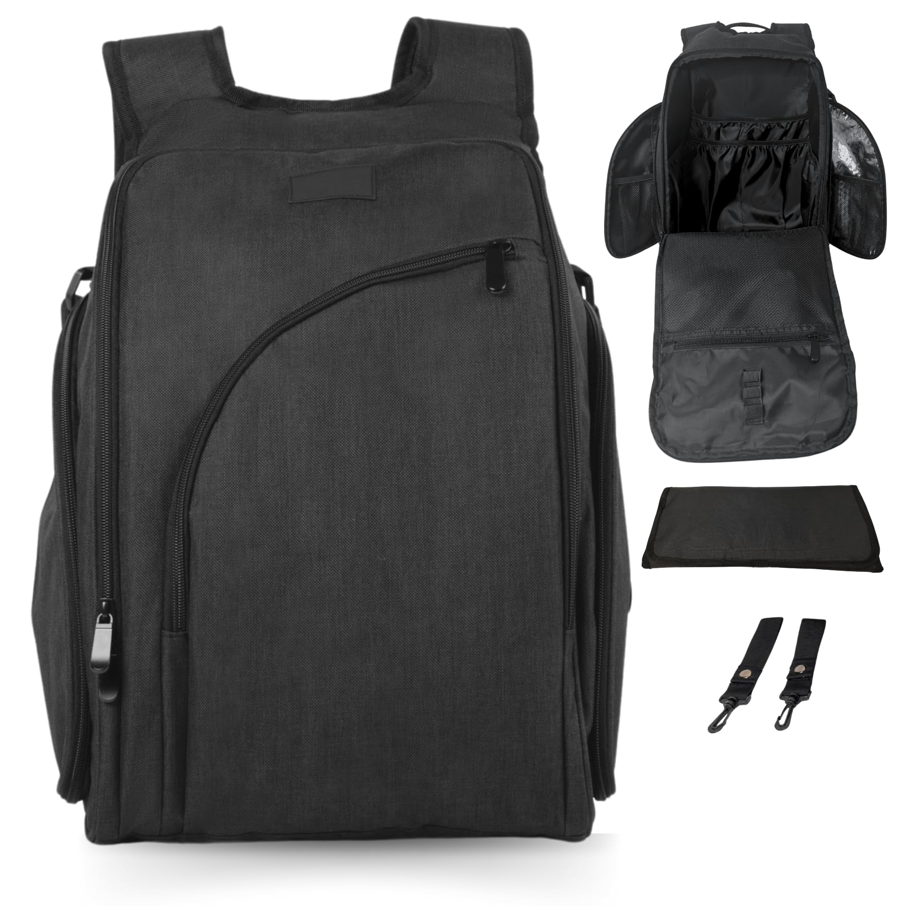 JOHAR Diaper Backpack - Spacious, Waterproof with Changing Pad, Insulated Pockets, Anti-Theft Pocket - Black