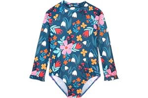 Alakuoti Long Sleeve One Piece Ruffle Swimsuit for Toddler Girls Baby Girl Rashguard Shirt with UPF 50+ Sun Protection