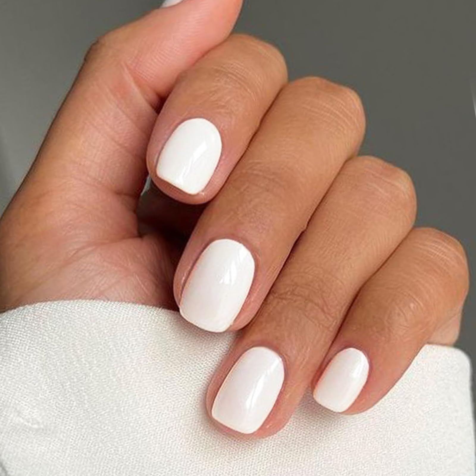 GLAMERMAID Press on Nails Extra Short Squoval, Spring Summer Milky White White Gel Glue on Nails, 24Pcs Glossy Round Reusable UV Finish Fake Nails Acrylic False Nails Manicure Kits for Women - Image 6