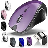 Mouse for MacBook Bluetooth Wireless Laptop Mac Pro Air Mice with Jiggler | Wireless Rechargeable PC Pad Optical Silent Mouse Dual Mode Switch Bluetooth 5.2/3.0 and 2.4GHz USB Type-C Receiver PURPLE