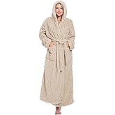 Istylish Women's Textured Plush Robe - Soft Long Bathrobe with Hood and Pockets, Cozy Winter Loungewear Fleece Robe for Women