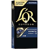 L'OR DECAF Espresso Capsules, 10 Count DECAF Ristretto, Single-Serve Aluminum Coffee Capsules Compatible with the L'OR BARISTA System & *Nespresso Original Machines, 10 Count (Pack of 1)
