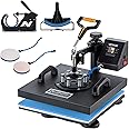 VEVOR Heat Press Machine, 6 in 1 Combo Heat Press, 15" x 15" Heat Transfer Machine 360-Degree Swing Away Digital Shirt Printing, Multi-function Heat Transfer Sublimation for T Shirts Hat Mug Plate Cap