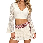 VONMELLI Women's Boho Disc Western Belt Concho Cowgirl Cowboy Leather Belts Wide Ladies Vintage Country Belts for Dress Jeans