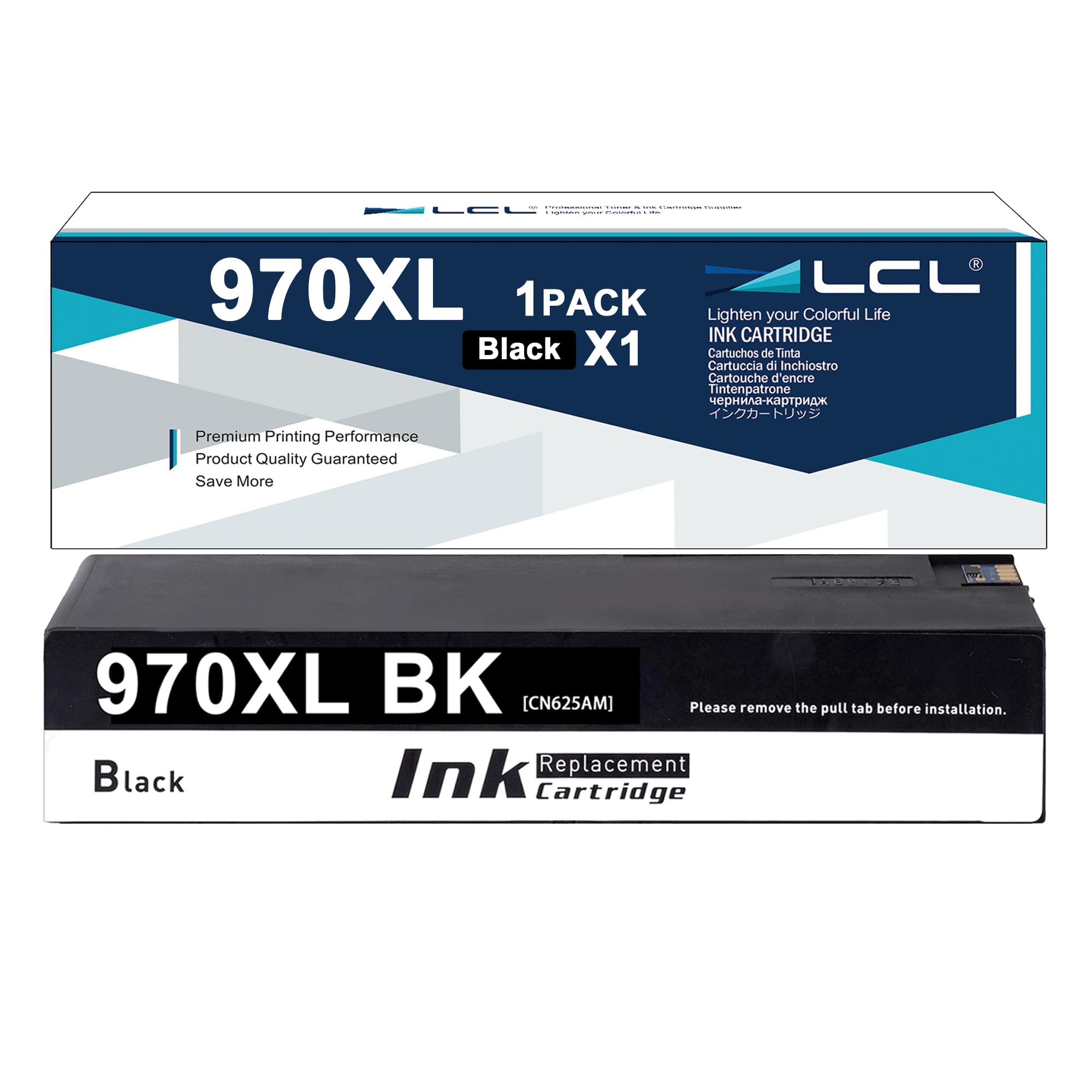 LCL 970XL High Yield Black Ink Cartridge Replacement for HP 970 970XL CN621AE CN625AE Replacement for HP Officejet Pro X451DN X451DW X476DN X476DW X551DW X576DW X576dn MFP (1-Pack)