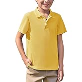 Haloumoning Boys Short Sleeve Polo Shirt Kids Collared School Uniform Shirts 5-14 Years