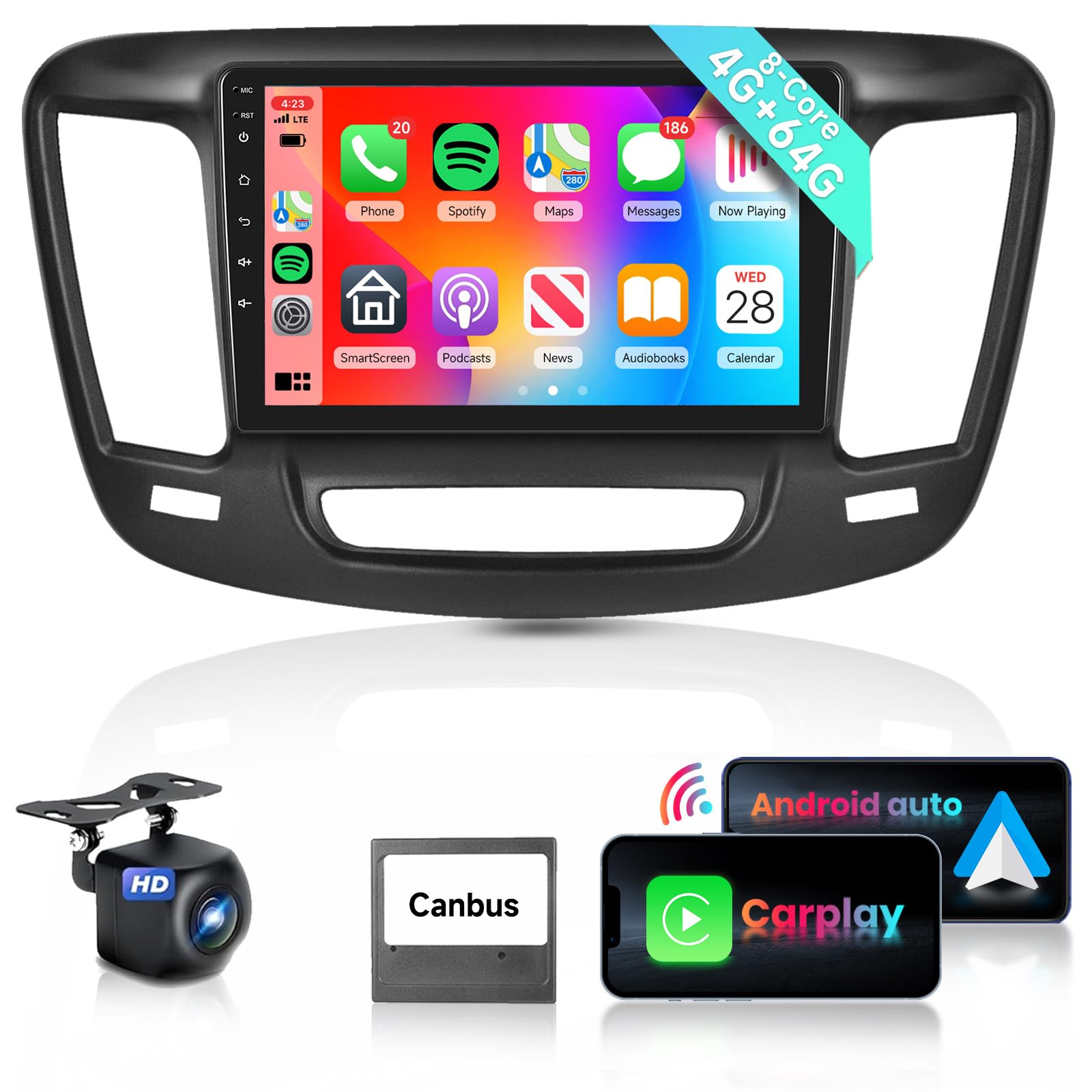 Photo 1 of ?DSP/46EQ? 8Core 4G 64G Radio for Chrysler 200 200C 2015-2019 Car Stereo with Wireless Carplay/Android Auto//9inch 1280x720P IPS Touch Screen/GPS/BT5.0/WiF/MirrorLink/Backup Camera