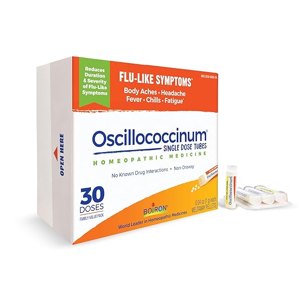 BOIRON OSCILLOCOCCINUM FOR RELIEF FROM FLU-LIKE SYMPTOMS OF BODY ACHES, HEADACHE, FEVER, CHILLS, AND FATIGUE – 30 DOSES