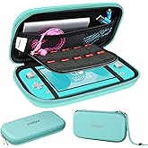 ivoler Carrying Case for Nintendo Switch Lite, Ultra Slim Portable Hard Shell Pouch Travel Game Bag for Switch Lite Accessories Holds 10 Game Cards,Turquoise