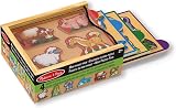 Melissa & Doug Animals Mini Puzzle Pack Safari Peg Puzzle Wooden Toy 3+ view 2